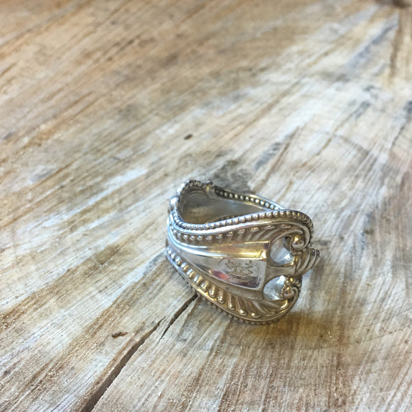 Regal Stunner of a Spoon Ring! Engraved with an M