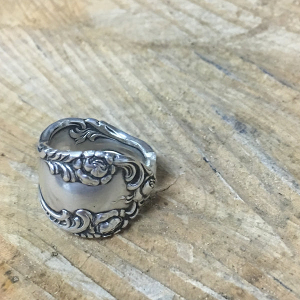 Sterling Spoon Ring Floral Band
