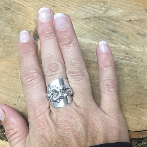 Flower Sterling Demitasse Spoon Ring