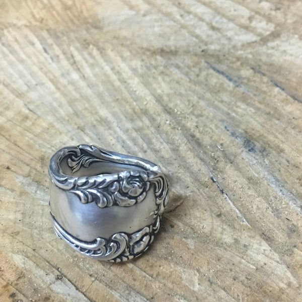 Sterling Spoon Ring Floral Band