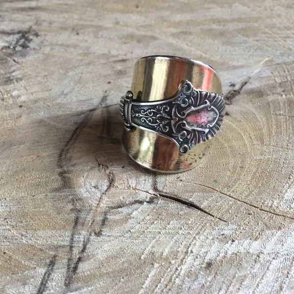 Sterling Coat of Arms Statement Spoon Ring