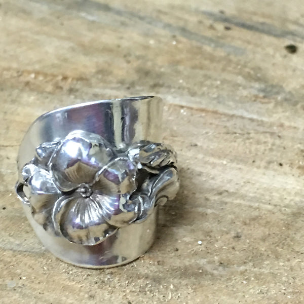 Flower Sterling Demitasse Spoon Ring