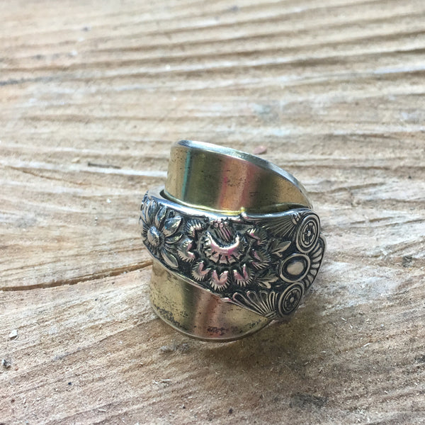 Large Floral Sterling Statement Spoon Ring