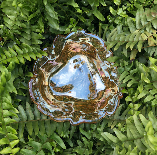 Indiana Amber Carnival Glass Blackberry Candy Bowl Dish