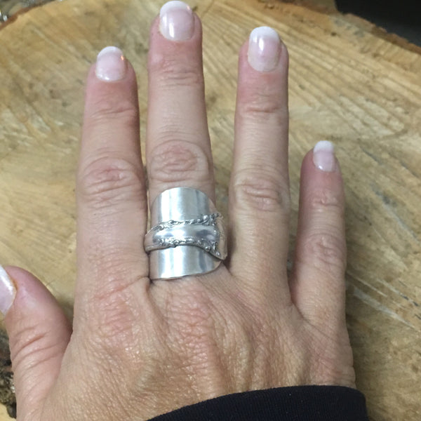 Sterling Demitasse Wrap Ring with Initial