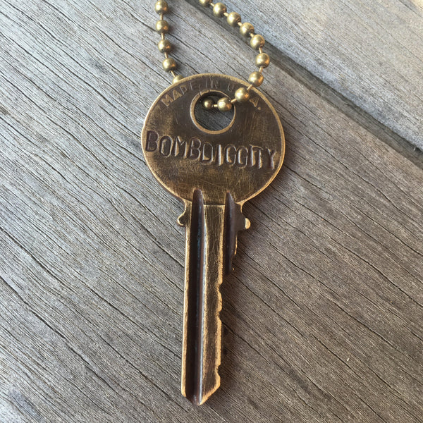 Vintage BOMBDIGGITY Stamped Key Necklace