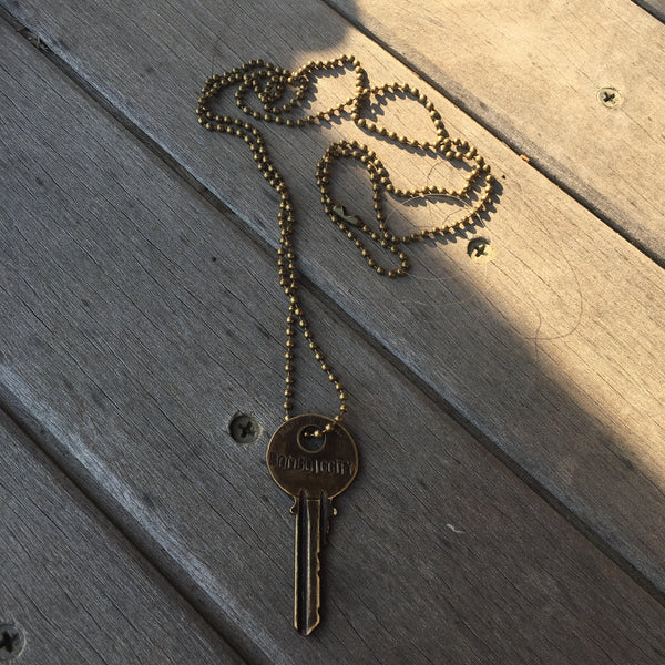 Vintage BOMBDIGGITY Stamped Key Necklace